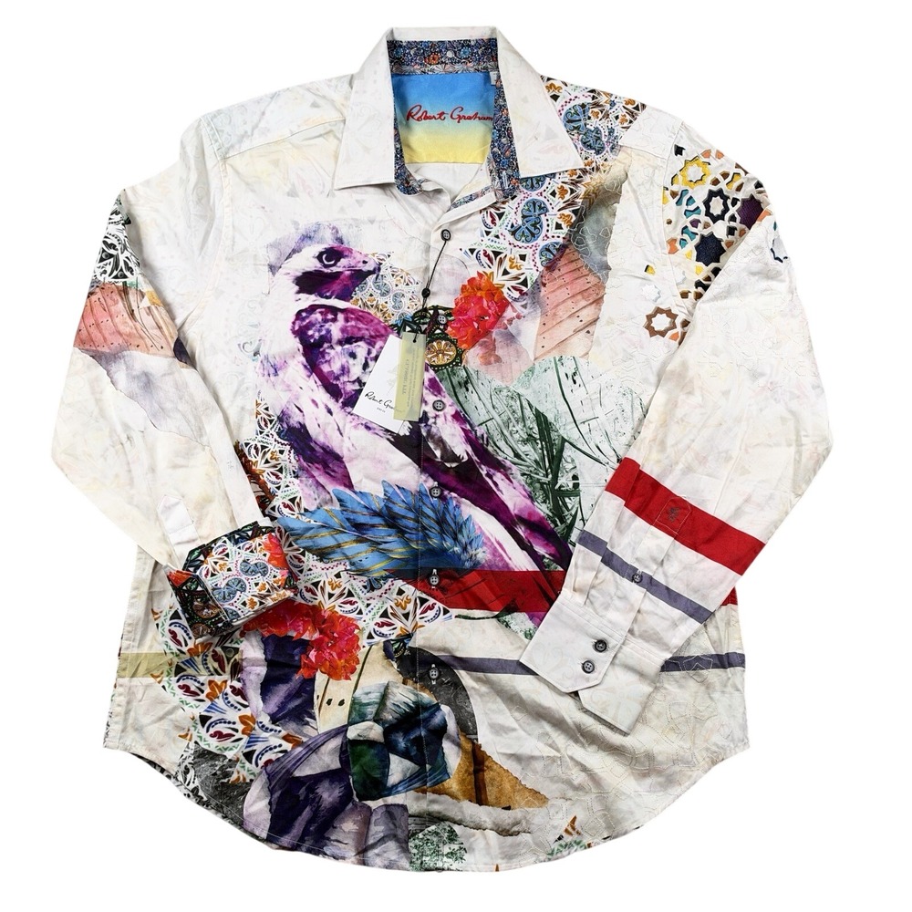 NEW Robert Graham MALTESE FALCON Embroidered Men's Large